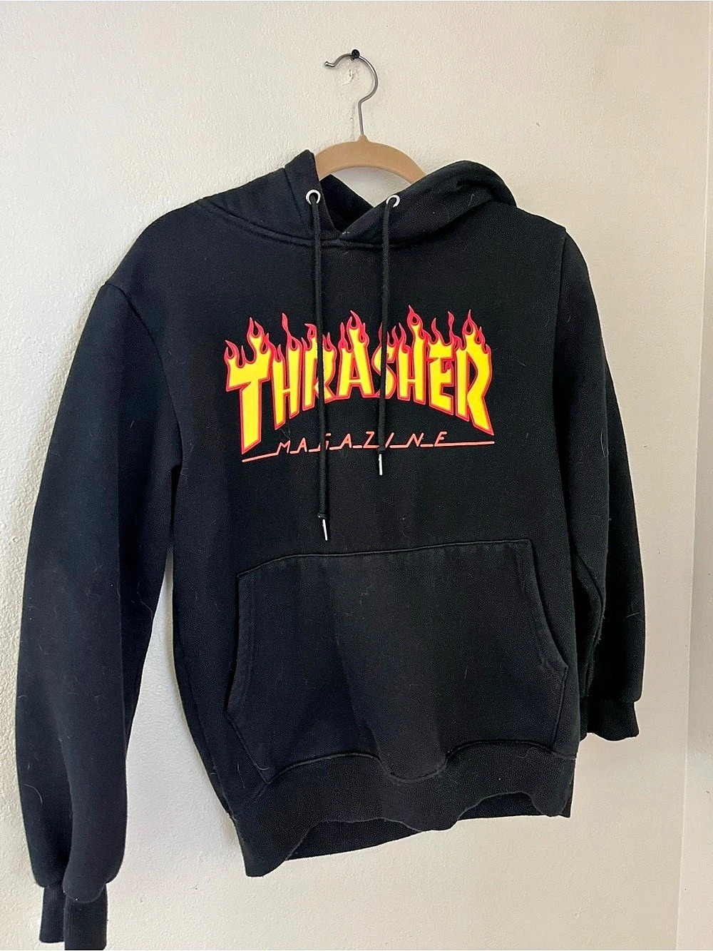 Thrasher Flame Logo Hoodie Black & Red Size Small